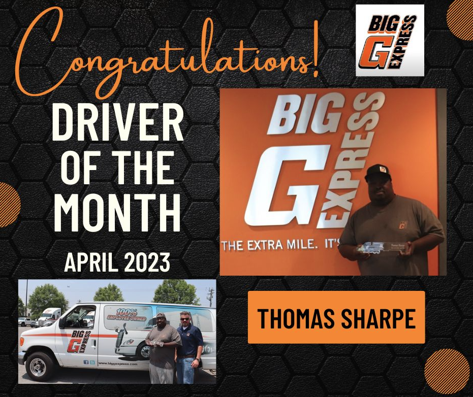 Big G Express April 2023 Driver of the Month- Thomas Sharpe