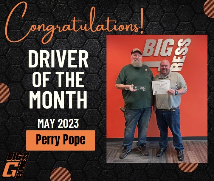Big G Express May 2023 Driver of the Month- Perry Pope