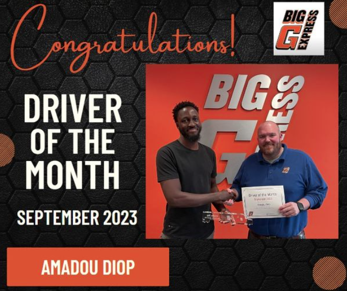 BIG G EXPRESS SEPTEMBER 2023 DRIVER OF THE MONTH - AMADOU DIOP